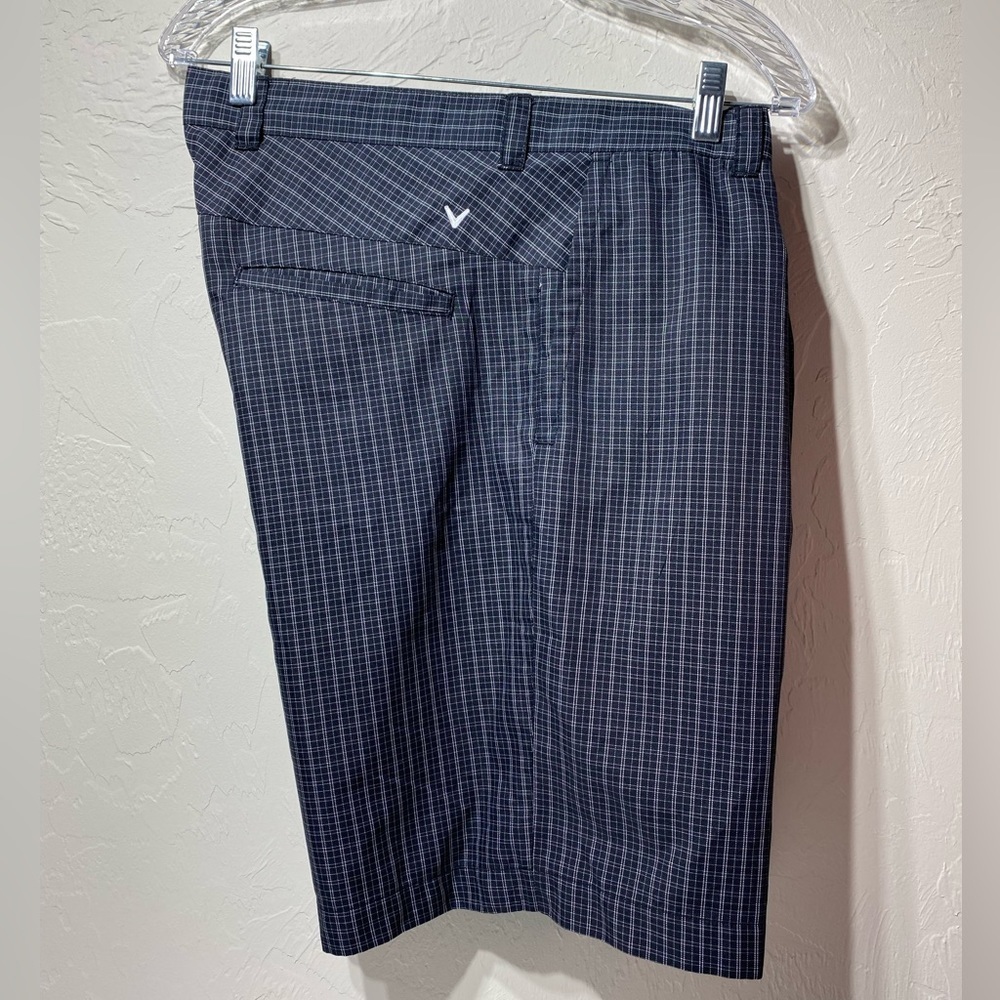 Callaway X Series Plaid Golf Shorts Sz 34 Mens Black Flat Front